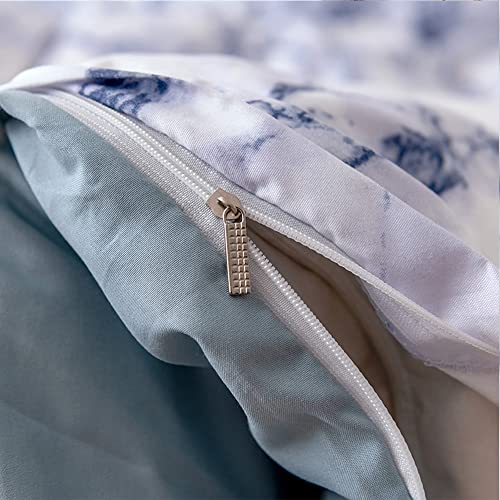 Housse de couette douce bleu king size pour simplifier le lit avec sa fermeture éclair