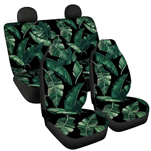 Image of Modysero Banana Leaf Print Car Seat Cover Full Set for Men Women Breathable Soft Full Coverage Auto Seat Covers Custom Elastic Easy Install Car Accessories for Car SUV Truck
