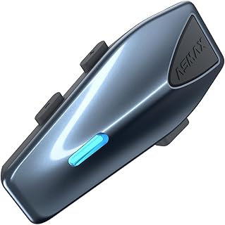 ASMAX Intercomunicador Casco Moto Bluetooth, 8 Motociclistas Mesh Intercom, Control de Voz en Español, FM/Carga Rápida/Cancelación de Ruido/Emparejamiento Universal /IPX7, Individual- S1 Azul