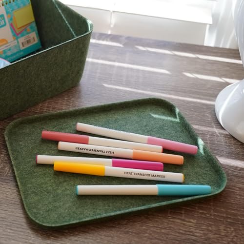 Image of Welaxy Felt deep Storage Bins lidded Drawer Organizer Caddy for junk stuff stationery makeup jewelry closet bathroom minimalist lifestyle (Forest Green Lid, S)