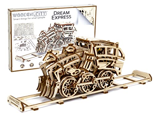 WOODEN.CITY Maquetas para Construir Adultos, Puzzle 3D Madera Tren Dream Express Cortado por Láser Escala 1:40, Kits de Maquetas, Rompecabezas 3D Adultos
