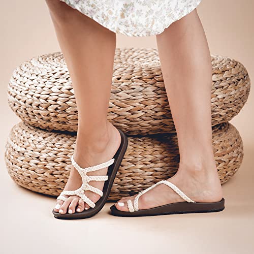 Plaka Relief Flip Flops For Women With Arch Support | Comfy Sandals For Women | Perfect For The Beach, Long Walks Or Poolside | Reduces Heel & Back Pain | Pearl | Size 8 #TOP3