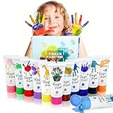 Exsink Pintura de dedos para niños lavable,Kits de Pintura de Arte,12 Colores x 60ml,para Niños Niños Artistas Principiantes,Aprendizaje Temprano,No tóxica, pintura artesanal