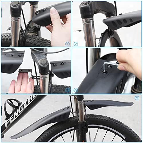 Hejo Bike Mudguards Set, Universal Mudguards for 24-29 inch Bikes with 2 Red Arrow Reflective Stickers, Adjustable Bicycle Front and Rear Mud Guard for most of Popular bicycles