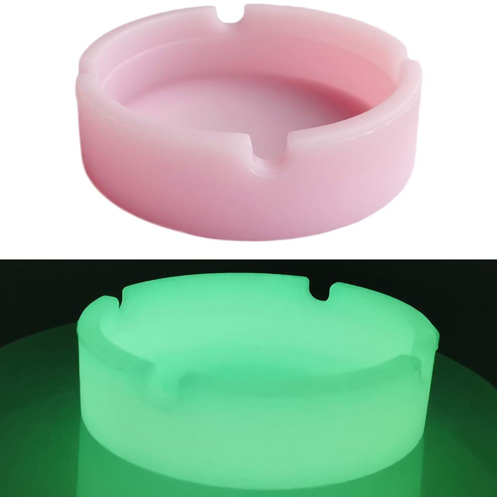 Ashtray Pink Luminous Silicone Convenient Ashtray Unbreakable Decorative Crafts Tray fo Girls(Pink)