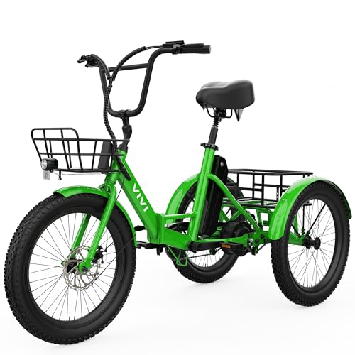 Vivi T01 20" x2.6 Fat Tire Electric Tricycle for Adults, 750W Peak 20'' Folding 3 Wheels Electric Bike, 95% Pre-Assembled, Speed Differential, 15.5MPH Eletric Trike with Bracket