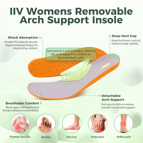 Image of IIV Womens Walking Shoes for Plantar Fasciitis, Arch Support Athletic Tennis Sneakers Orthotic Comfortable Shoes for Standing All Day US 5.5-11