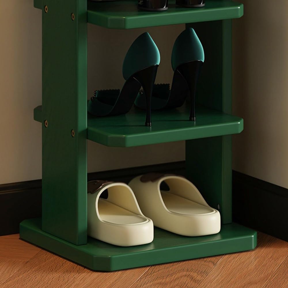 Półka na buty w przedpokoju Drewniany stojak na buty do przechowywania w pionie, odpowiedni stosowania balkonie przedpokoju(Green)