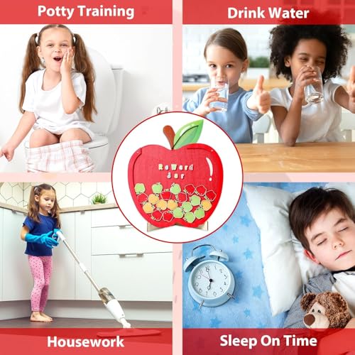 12” Large Apple Magnetic Reward Jar for Kids 113Pcs Jars Reward Potty Training Chart with Letter Sticker Classroom Management Incentive Behavior Chart for Back to School Student Teacher Home Supply - Image 6