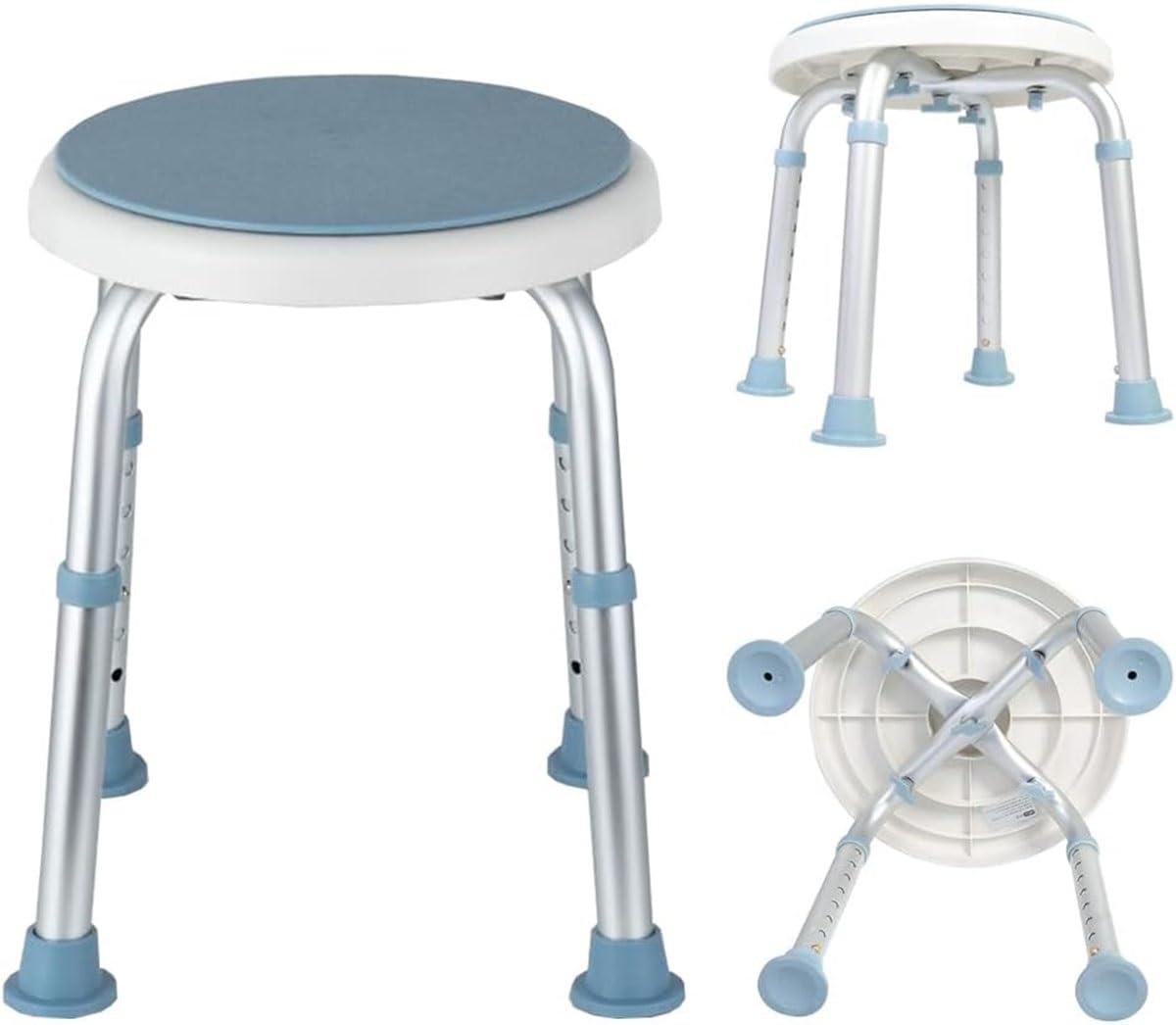 Taburete de ducha giratorio de 360°, asiento de ducha para personas mayores, banco de ducha para discapacitados, asiento de ducha para bañera ligero, asiento de ducha antideslizante, fácil montaje,