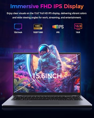 Image of 15.6 Inch Laptop, 16GB DDR4 RAM, 512GB SSD, i5 Gaming Laptops | i5 1240P (12C /16T), WiFi 6, Backlit Keyboard, Fingerprint, USB C, HDMI, RJ45, Metal Laptop for Work, School, Game & Creative