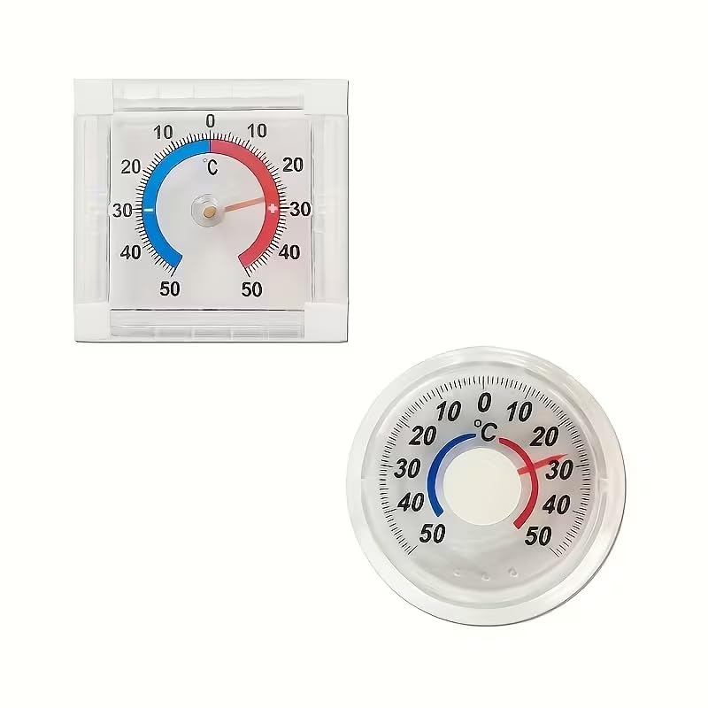 2-Pack Indoor Outdoor Thermometer Hygrometer, High Accuracy Temperature Meter with °C Scale, -50°C to 50°C, Wall Mount Monitor for Home, Greenhouse, Garden, Room (Square & Round) — view 4