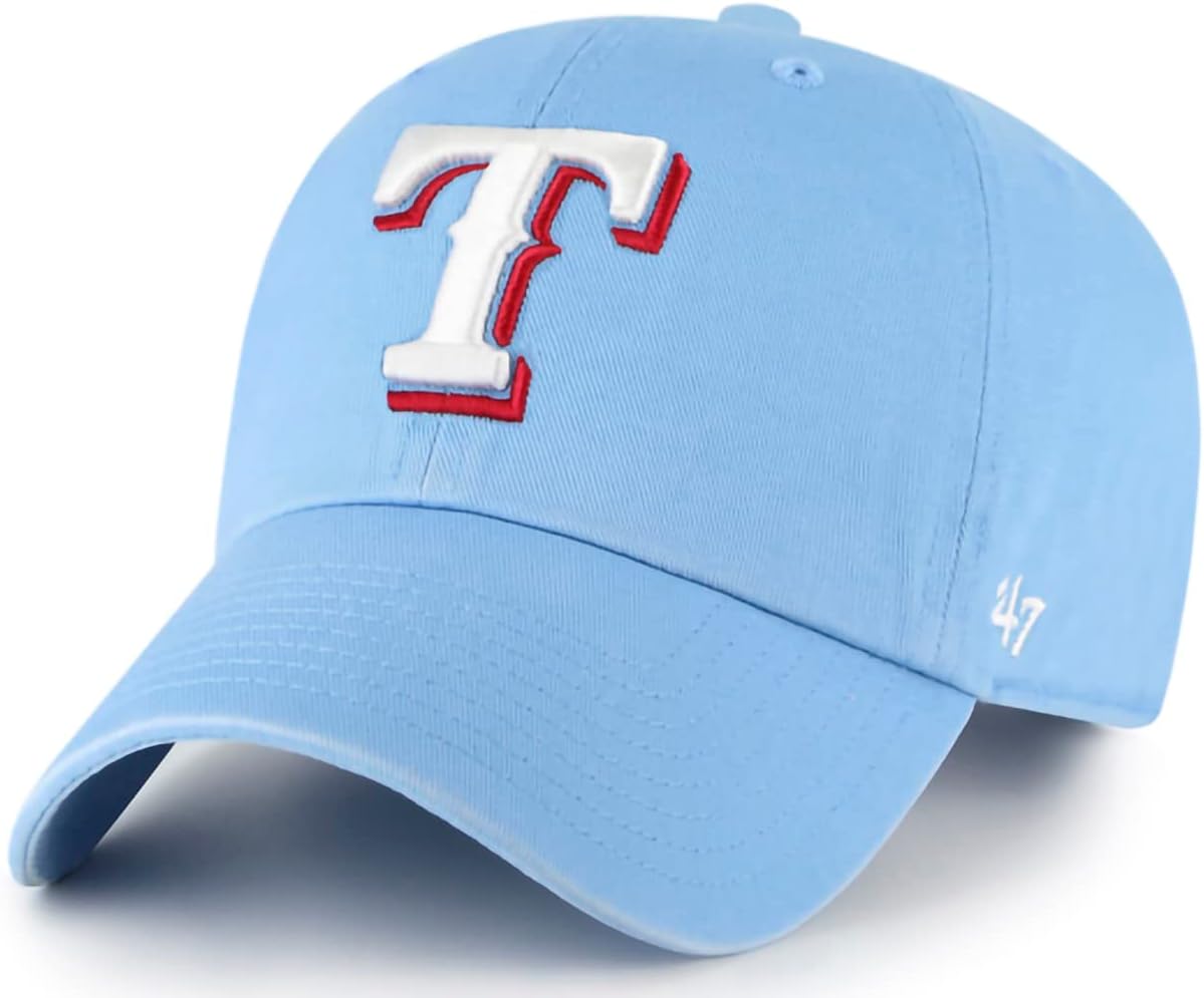 47 MLB Alternate Clean Up Adjustable Hat, Adult (Texas Rangers Columbia Blue)