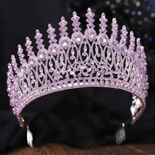 Tiara de boda cómoda antideslizante con cristales de colores 5