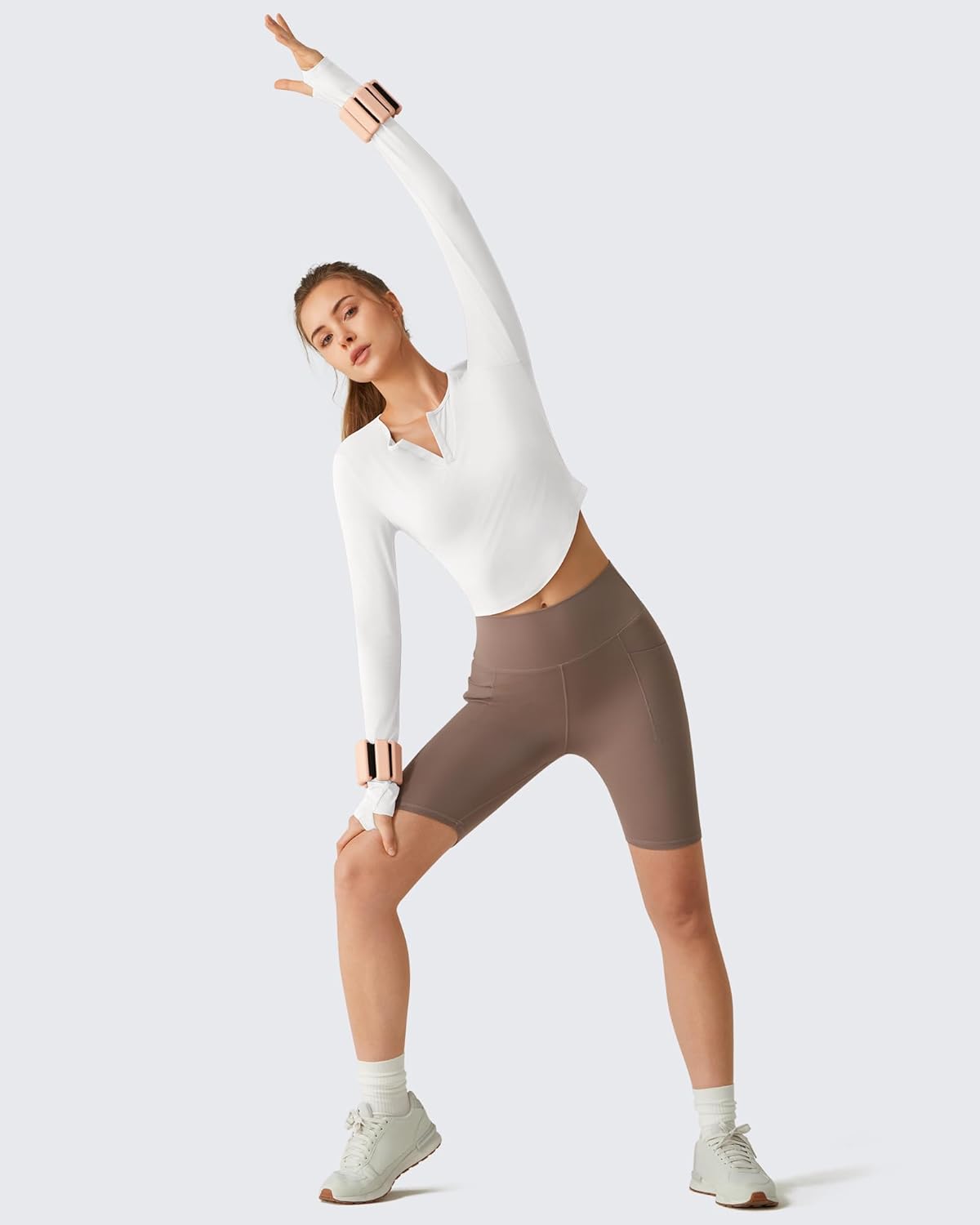 G4Free Lightbreeze Women UPF 50+ Sun Shirts Thumbholes Long Sleeve Crop Workout Tops V Neck T-Shirts Casual - Image 7