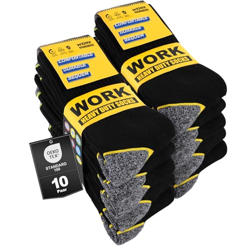 Effeet 10 Paar Arbeitssocken Herren Socken, Gepolsterte Verstärkte WORK Socken,...