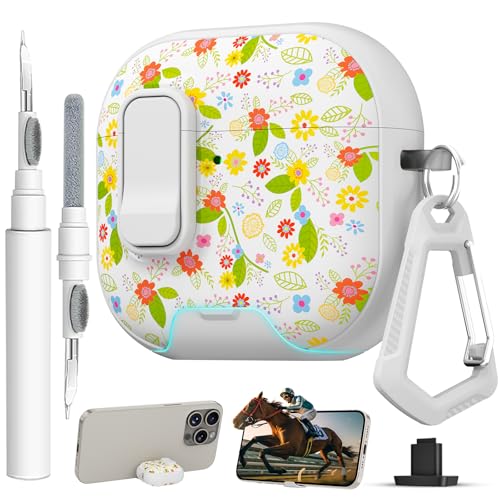 Image of for AirPods 4 Case with Safty Lock & Phone Stand,Cute Floral Pattern Style