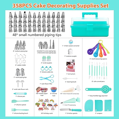 image for AUKOW Cake Decorating Supplies Tools Kit: 358 pcs Baking Accessories w