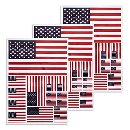 Image of CANTENDO 3Pack U.S Flag Decal - U.S Flags Reflective Vinyl Car Stickers - for Car Window Bumper Waterproof Sticker (12 x 8.5 Inch)