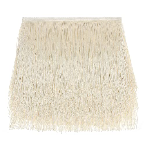 AWAYTR 10 Yards Sewing Fringe Trim - 6in Wide Tassel for DIY Craft Clothing and Dress Decoration (Off White, 6 Inches Wide)