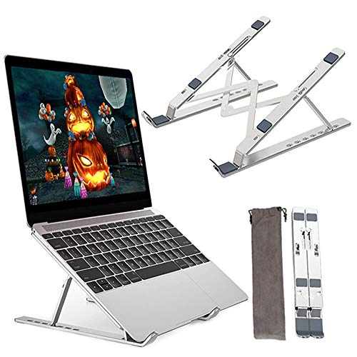 Soporte Ordenador portátil, Ajustables Soporte Portátil, Laptop Stand Aluminio Ventilado Plegable para10-17” Notebook/MacBook Pro/MacBook Air/iPad Laptop (Gris)