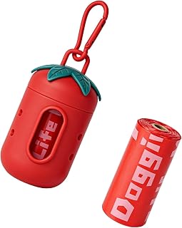 Dog Poop Bag Holder, Leash Attachment Refillable Waste Dispenser | Compact PVC Leash Dispenser with Carabiner Clip for Walking, Easy Refill Waste Bag Holder for Outdoor Cleanup