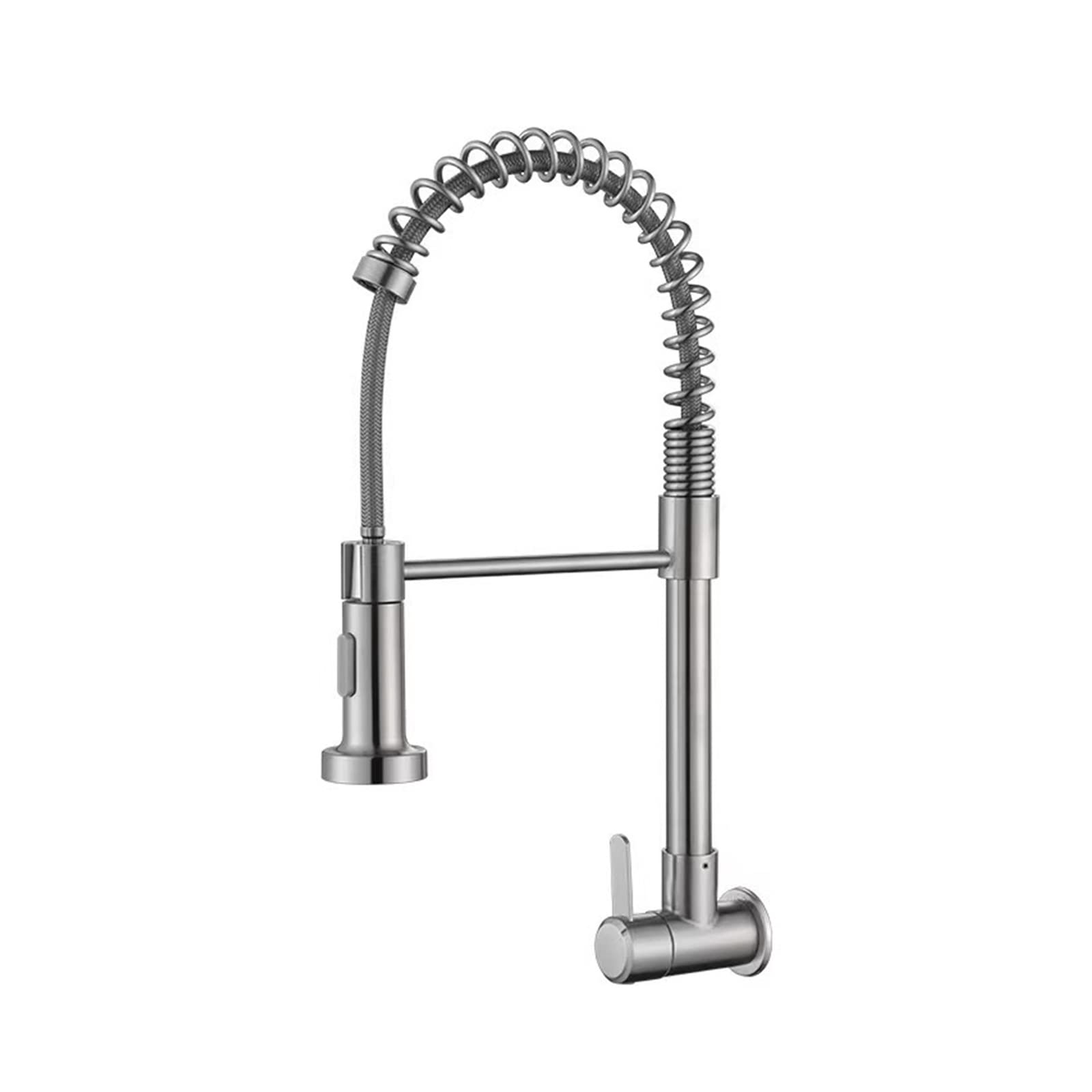 Wall Mounted Faucet Pot Filler Kitchen Mixer Sink Tap Brushed Nickel with Swinging Spout Deck Rotation Sprayer,Precise Control(Wall Mounted)