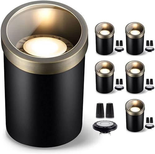 Luces LED de bajo voltaje de latón macizo para paisaje, 12 V LED para exteriores con bombilla LED PAR36 de 6 W, 3000 K, blanco cálido (parte