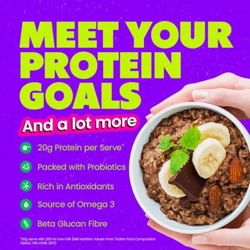 Image of Yogabar Super High Protein Oats (Choco Almonds) 1Kg & Oat Milk 1 ltr | Lactose Free | No Added Sugar | No Preservatives | Source of Calcium & Vitamins | Plant Based Protein Breakfast Combo