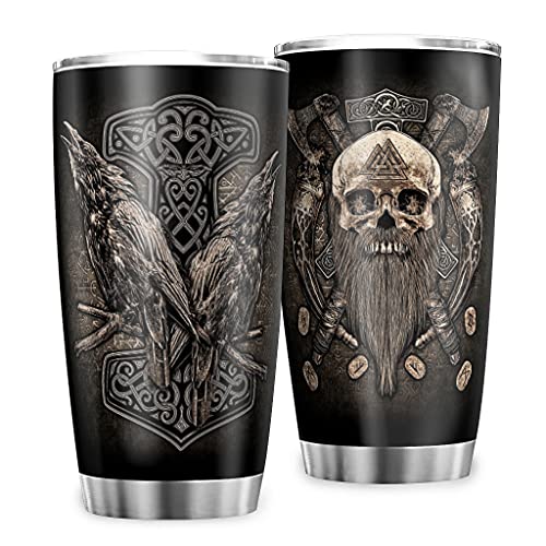 Zbbfwu Wikinger Raven Skull Golden Kaffeebecher to go Thermobecher Edelstahl Auslaufsicher Kaffeetasse Travel Mug Wikinger-2 600ml Zbbfwu Wikinger Raven Skull Golden Kaffeebecher to go Thermobecher Edelstahl Auslaufsicher Kaffeetasse Travel Mug Wikinger-2 600ml