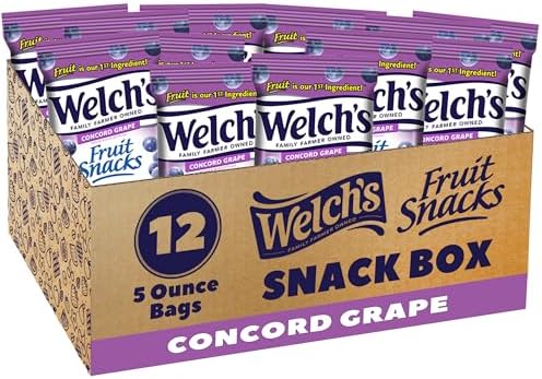 Welch's Fruit Snacks, Concord Grape, Gluten Free, 5 oz, 12 Ct