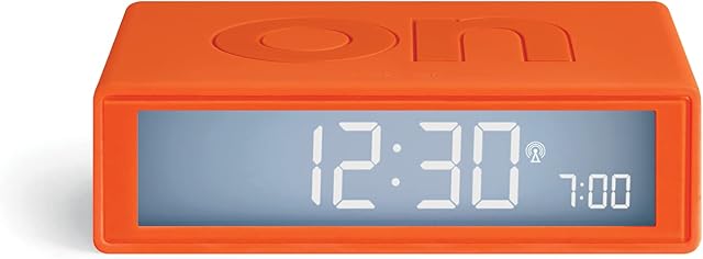 Lexon Flip RCC LCD Alarm Clock in Orange, Rubber, Orangé, Petit