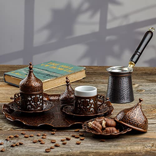 Demmex Turkish Greek Arabic Coffee Making And Serving Full Set With Cups, Saucers, Lids, Sugar Bowl thumb #1