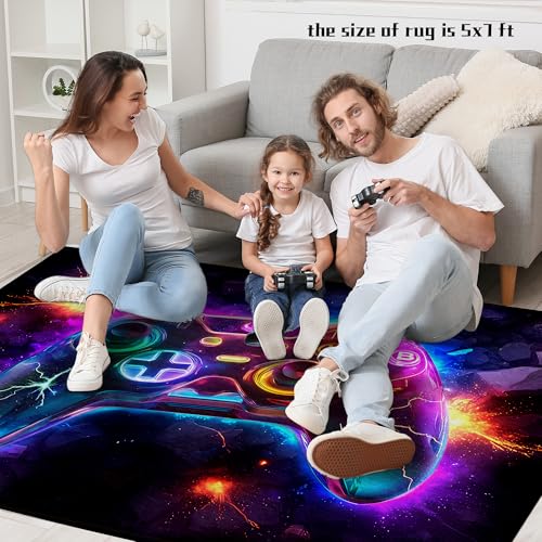 Tapete decorativo gamer 5x7 ft para habitación juvenil miniatura 5