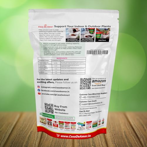 Image of Casa De Amor Water Storing Crystals | Water Retaining Super Absorbent Polymer for Plant, Soil Mixing and Hydroponics Gardening, Lucky Bamboo Plant (500 gm)