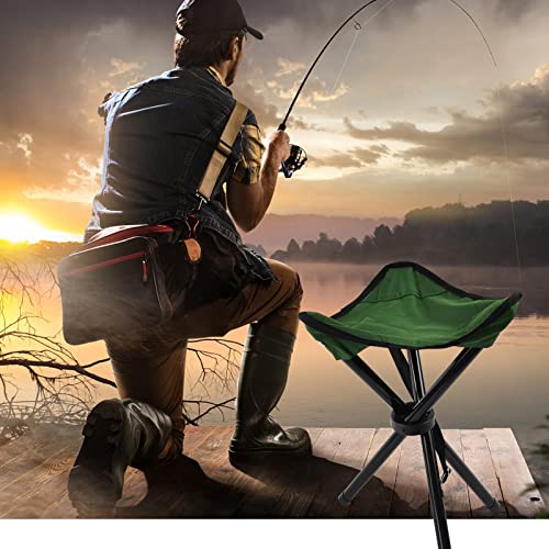 Folding Camping Stool,15" Folding Camping Chairs,Portable Tripod Seat,Outdoor Travel Tall Slacker Chair For Camping Walking Hunting Hiking Fishing Mountaineering Picnic Beach Bbq Garden Lawn(Green) #TOP1