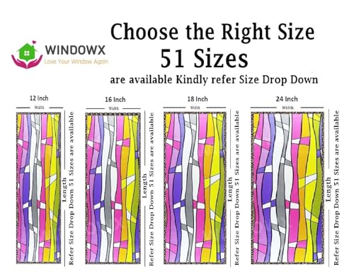 Image of Premium Vinyl Privacy Stained Window Glass Sticker (24x96 Inch) - Self-Adhesive Decorative Sticker Opaque Tint Wallpaper for Glass Cover Window, Door, Office, Home.| Anti-UV. Colorful Lines