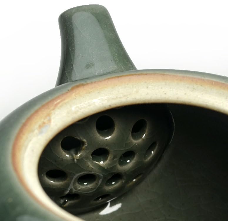 Image of Porcelain Teapot, 9oz Tea Pot Small Teapots Chinese Tradition Ice Crack Glaze Ceramic Tea kettle (Green)
