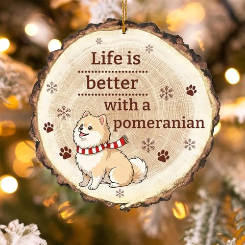 Image of Pomeranian Gift for Women - Dog Wooden Ornaments for Christmas