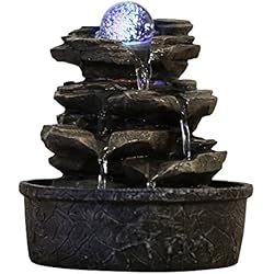 Despachador De Agua Pequeño Fuente de poliresina ZenLight Little Rock, marrón oscuro, 20 x 20 x 23 cm