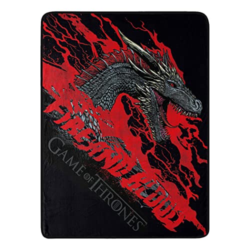 Northwest Game of Thrones Micro Raschel Throw Blanket, 46' x 60', Fire and Blood