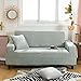 Sofabezug Leinen Grau Sofa überzug Stretch Couch überzug Elasthan Universal Sofabezug Ecksofa Moderne Anti-Haar Sofa Cover Einstellbar Antirutsch Couchbezug 2 Sitzer