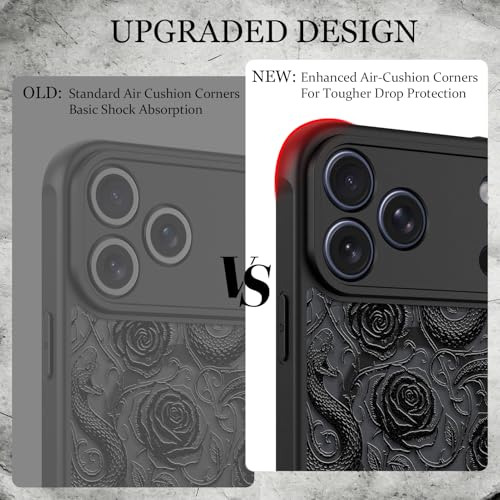 Coque iPhone 17 Pro Max antichoc MagSafe serpent rose TPU mat noir - 3