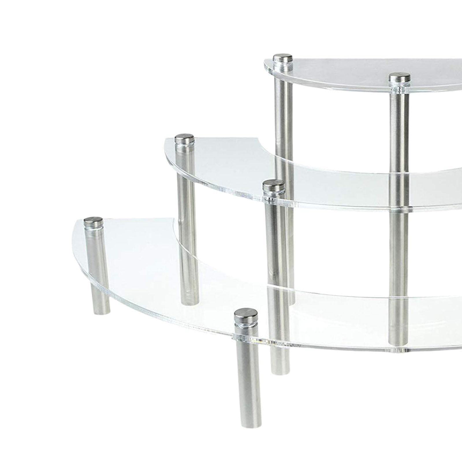 Acryl Display Stand Figurenregal Sammlerregal Cupcake Treppenregal mit Metallbeinen Stabil Abnehmbar für Desserttisch Sammlerstücke Heimdekoration, klar
