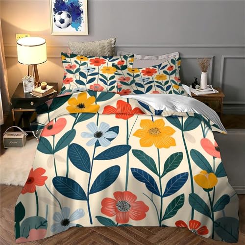 Housse de couette fleurie 200x200 pour lit double en microfibre - 6