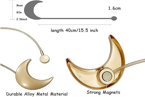 Miniatura 4 de Alzapaños magnéticos de metal, 1 par de clips de metal para cortina de luna, sujetadores de cuerda, menisco, dorado, para cortinas decorativas para