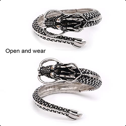 Meilanduo Mens Marcasite Dragon Ring Real 925 Sterling Silver Adjustable Open Ends Ring, One Size, Men's Ring For Men Boys #TOP1