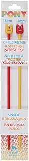 Pony Childrens Coloured Knitting Pins: Plastic: Single Ended: 18cm x 4.0...
