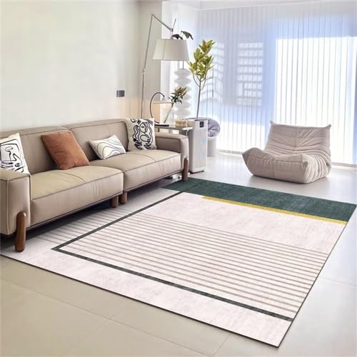 Tapis de salon à motif simple moderne vert crème grand format