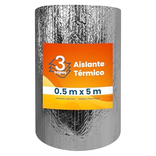 PILBELLES Aislante Térmico Reflexivo de Aluminio y Burbujas Triple Capa 0.5x5 m (2.5 m²) | Ventanas, Radiadores, Cajón Persianas, Puertas, Camper, Buhardilla, Uso Industrial, Viviendas